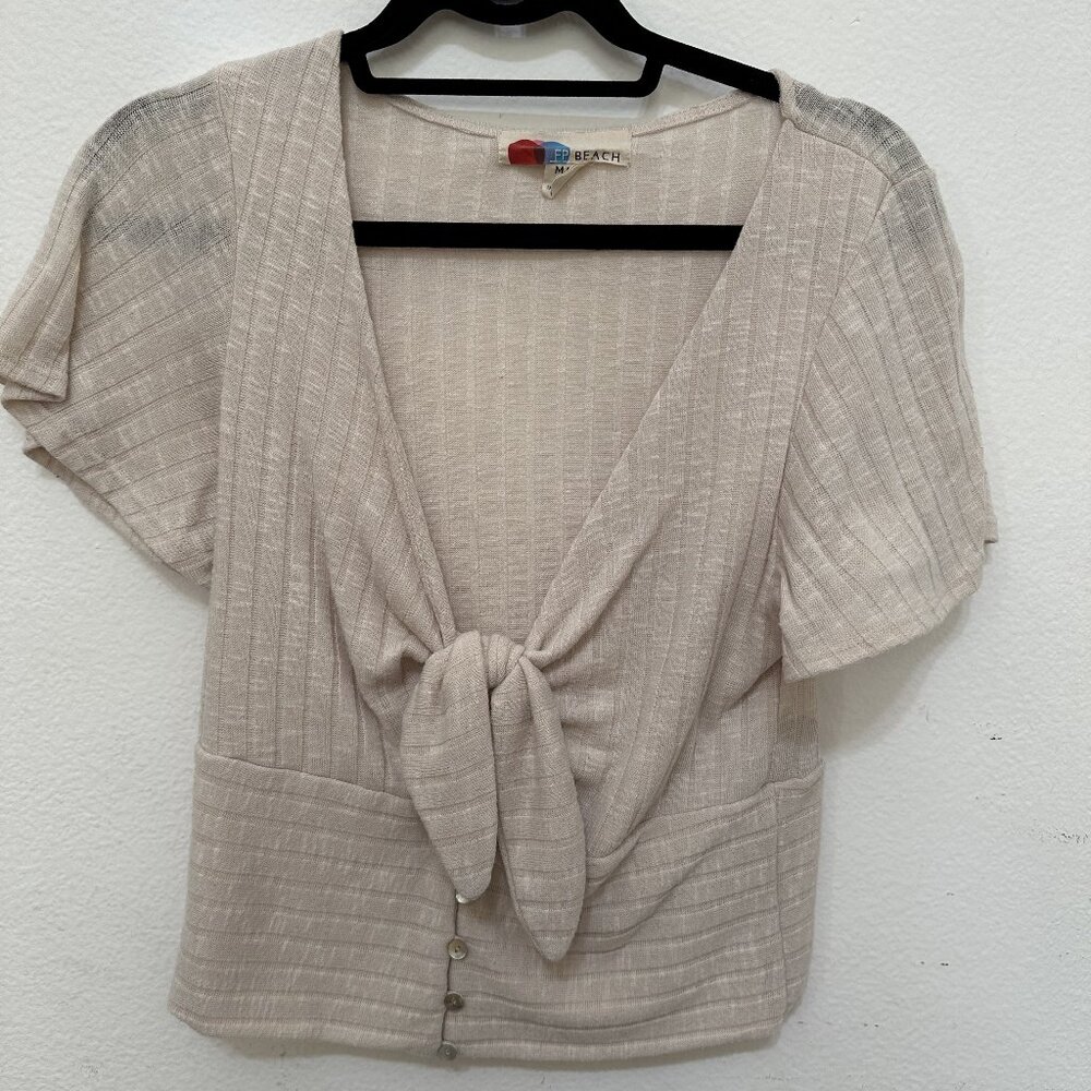 Free People FP Beach Plunge Neckline Cropped Sweater | Size Medium